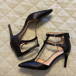 Nine West Womens Black T-strap Heels
